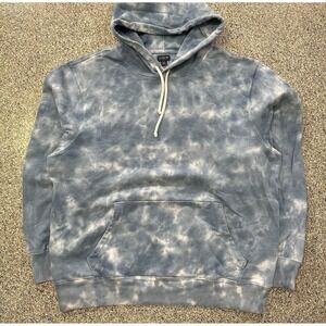J Crew Hoodie Mens XXL Terry Pullover Vintage Blue White Tie Dye